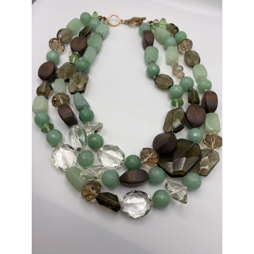 Stella & Dot Camilla Statement Necklace Retired Triple Strand Chunky Mint Green